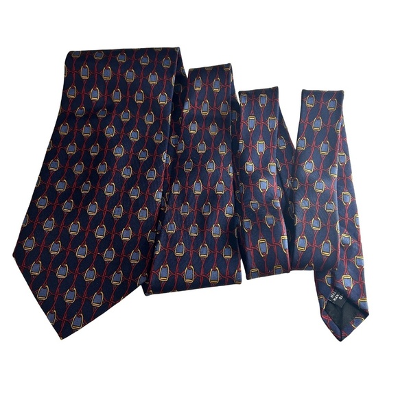 Paolo Gucci Necktie 100% Silk Classic Horse Bit Print Branded Crest Vintage - Picture 2 of 10
